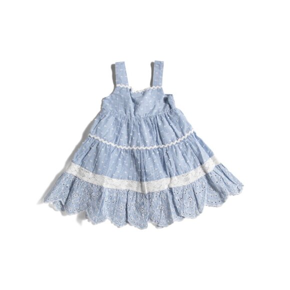 SHABBY CHIC Blue Toddler Girls Tiered Crochet Trim Dress